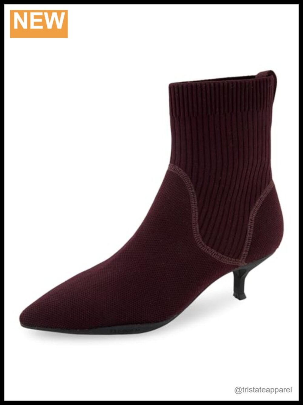 Women's Stretch Knit Ankle Booties Kitten Heel Pointed Toe Zip
